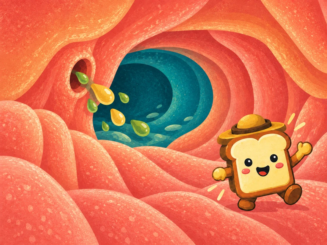 Illustrated toast explorer in the duodenum