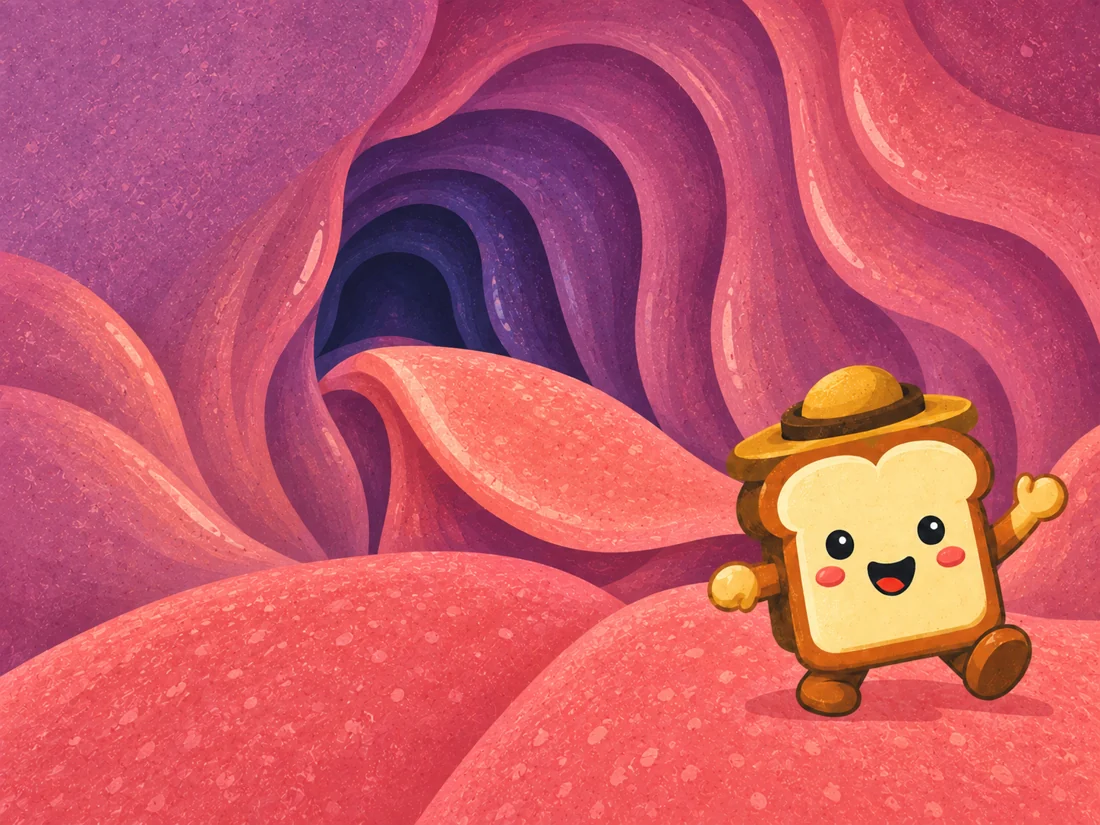 Illustrated toast explorer in the pharynx